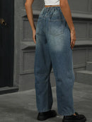 Calças de Denim Harem Cortadas Relaxadas