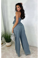 Conjunto de duas peças jeans estiloso