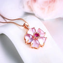 Colgante Flor de Amor en Cuarzo Rosa y Oro Rosa 14K