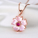 Colgante Flor de Amor en Cuarzo Rosa y Oro Rosa 14K
