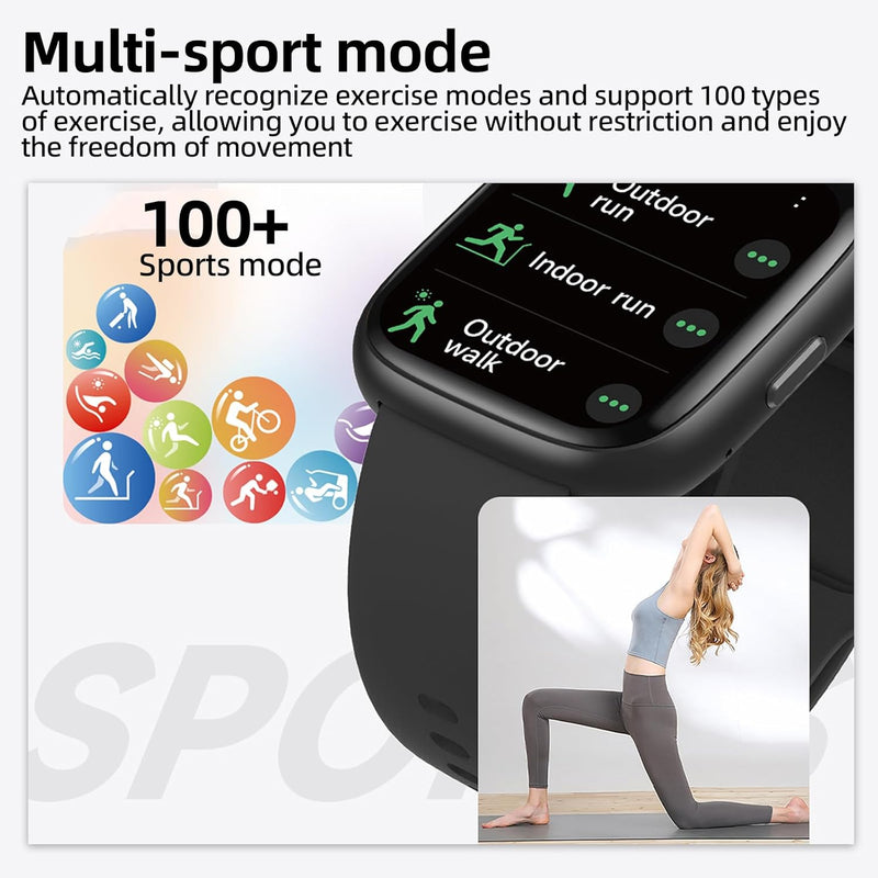 SmartWatch, relogio smartwatch com Ecrã tátil e Alexa, à prova d'água IP68, relogio smartwatch feminino e masculino, com modo esportivo e recebimento de notificações (preto)