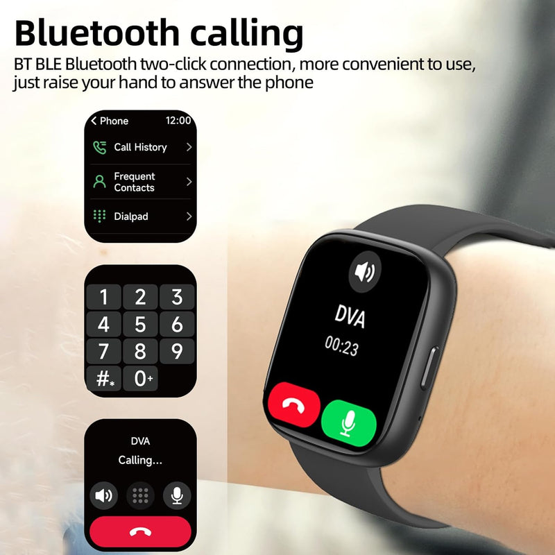 SmartWatch, relogio smartwatch com Ecrã tátil e Alexa, à prova d'água IP68, relogio smartwatch feminino e masculino, com modo esportivo e recebimento de notificações (preto)