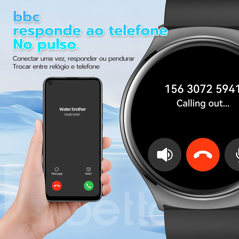 SmartWatch, relogio smartwatch com Ecrã tátil e Alexa, à prova d'água IP68, relogio smartwatch feminino e masculino, com modo esportivo e recebimento de notificações (preto)